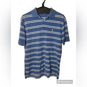 Polo by Ralph Lauren | Men’s blue and white striped polo shirt | Medium